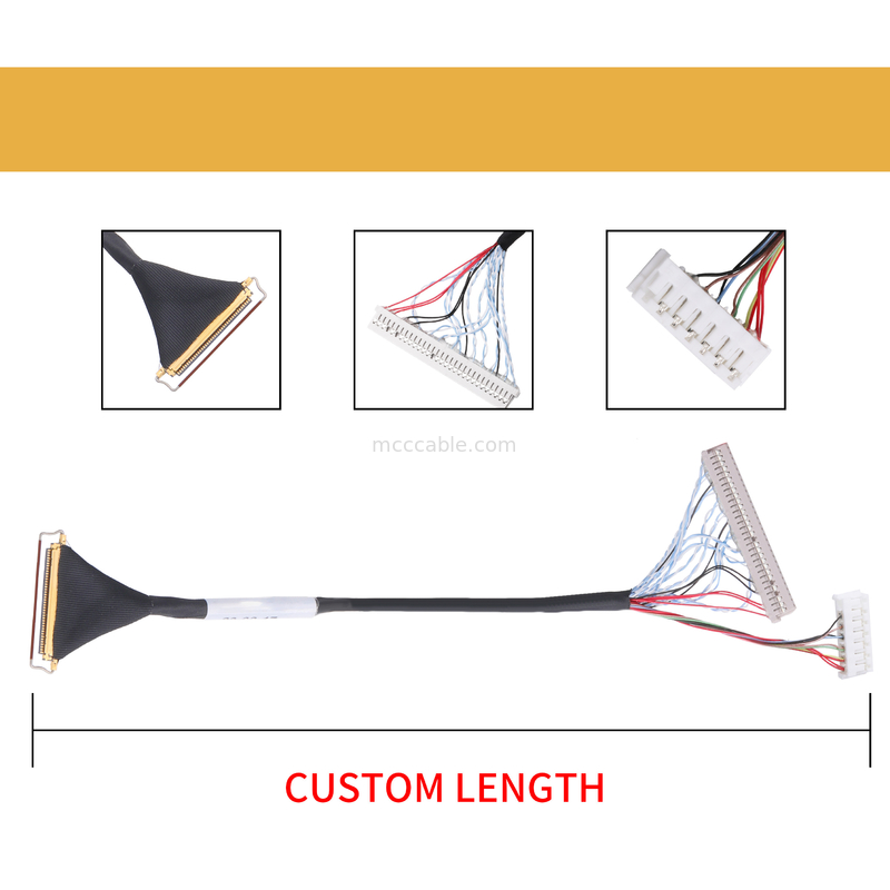 Tipo de acoplamento horizontal conector micro-coaxial do cabo dos lvds do lcd do passo de Pin Lvds Cable Assembly 0.5mm do costume 40