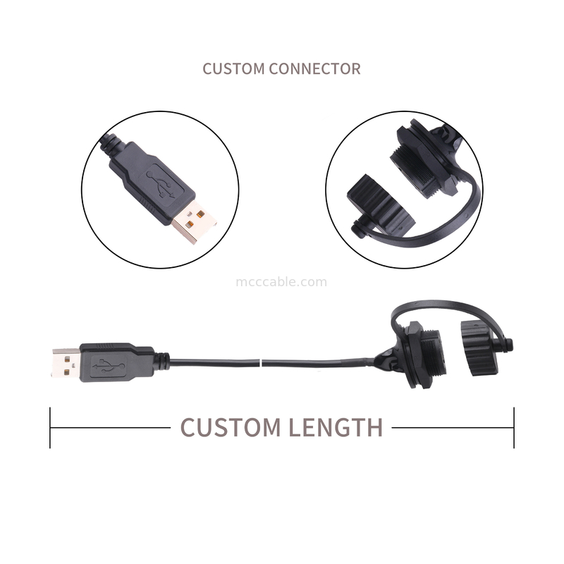 USB 2,0 um conector fêmea com protetor e tampão a USB 2,0 cabos do usb de A fez para medir