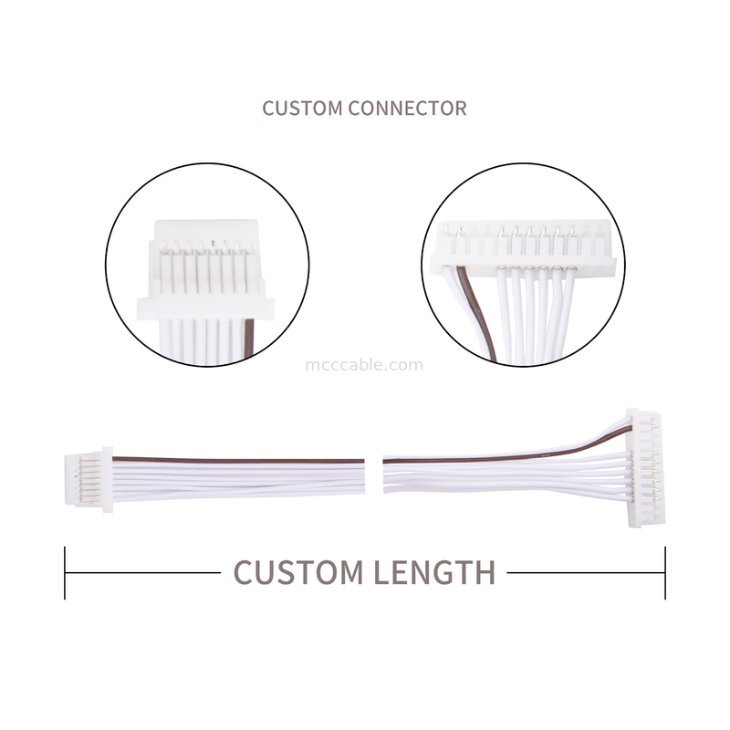 0.80mm 8 chicote de fios JST SHR-08V-S-B do fio do conjunto de cabo do PVC LVDS do PIN