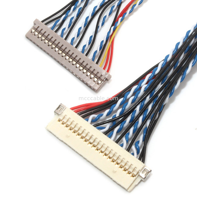 Passo Df19 do contato do conjunto de cabo 1.0mm do Pin LVDS de  30 1.25mm a Df14