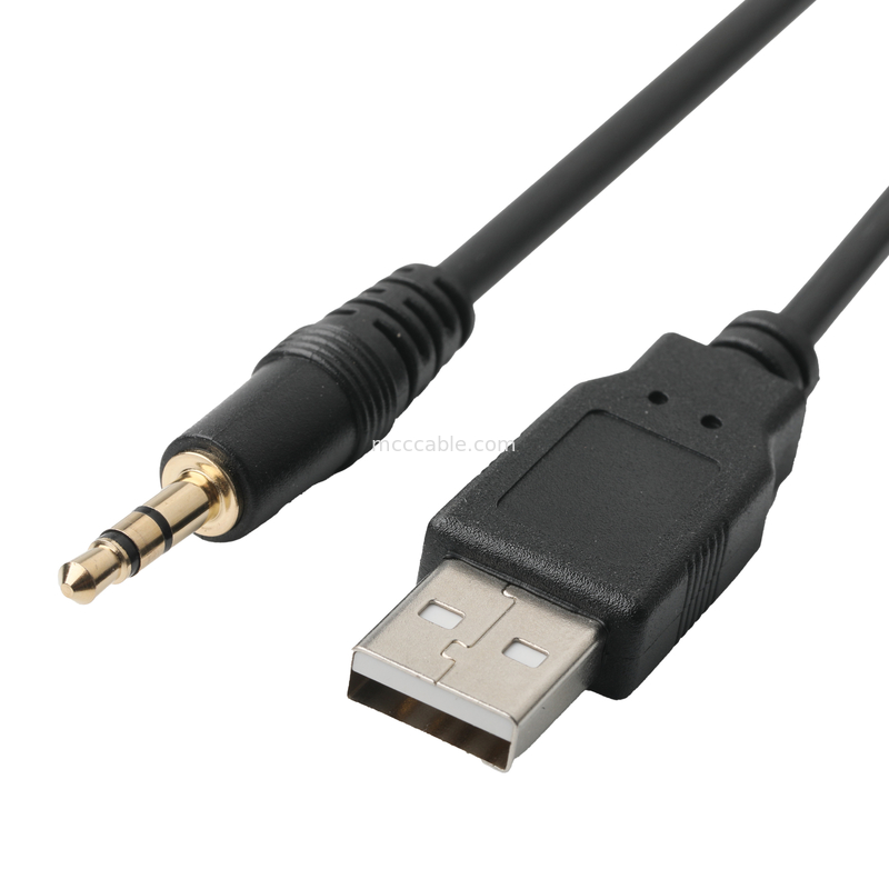 Estéreo masculino AUXILIAR de Jack 3.5mm do cabo de extensão de ISOBUS para o cabo do soquete de O Jack USB