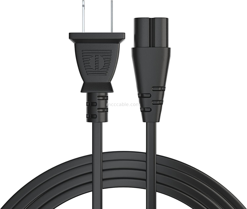 12 pés de cabo de alimentação elétrica 2 Prong Ac Wall Plug 2 Slot Led LCD