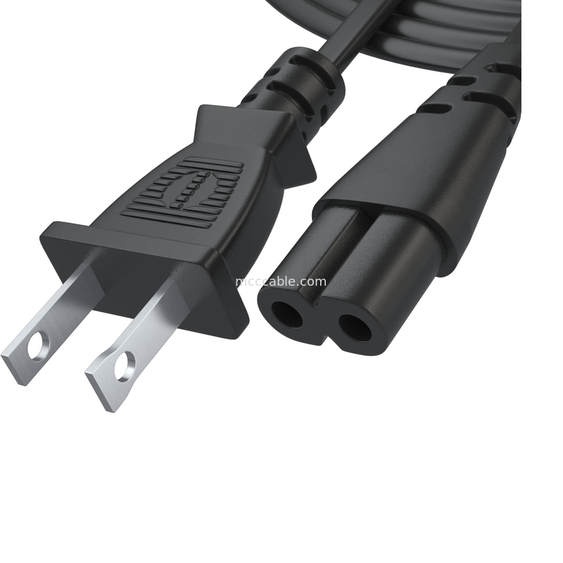 12 pés de cabo de alimentação elétrica 2 Prong Ac Wall Plug 2 Slot Led LCD