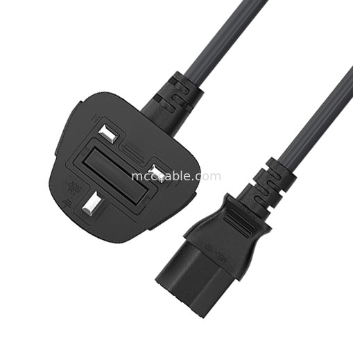 C13 para o Reino Unido Plug Power Cord Bs1363 18awg 250v comprimento Adequado para a maioria dos computadores, impressoras e outros dispositivos OEM / Odm
