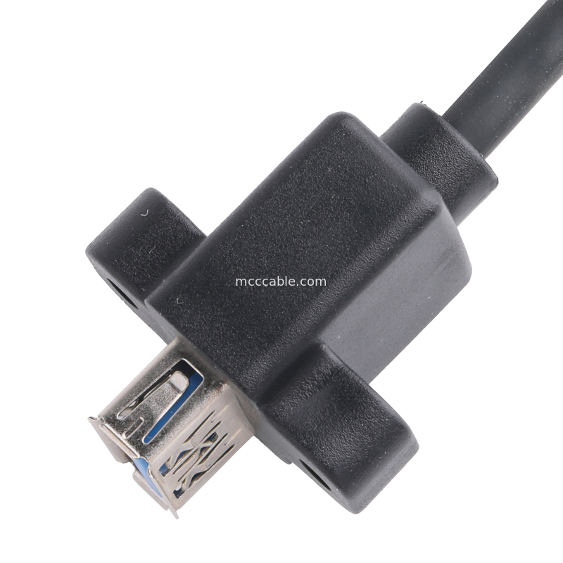 Negro Usb3 0 Cable Am 90 graus Curva lateral para Af Tipo de parafuso de meio pacote Formada moldura externa