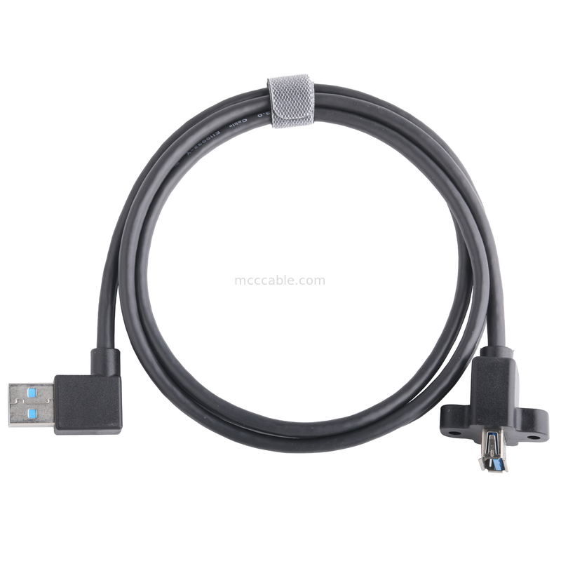 Negro Usb3 0 Cable Am 90 graus Curva lateral para Af Tipo de parafuso de meio pacote Formada moldura externa