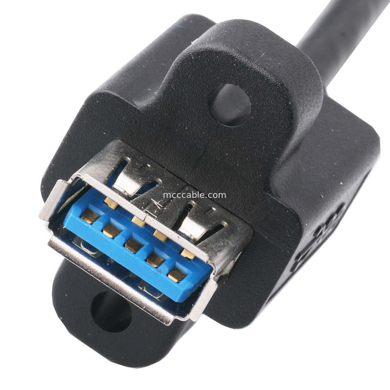 Negro Usb3 0 Cable Am 90 graus Curva lateral para Af Tipo de parafuso de meio pacote Formada moldura externa