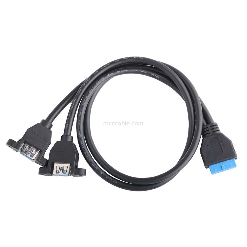USB 3.0 painel frontal placa-mãe 19/20 Pin Cable para USB Female Splitter Adaptador Conector de extensão