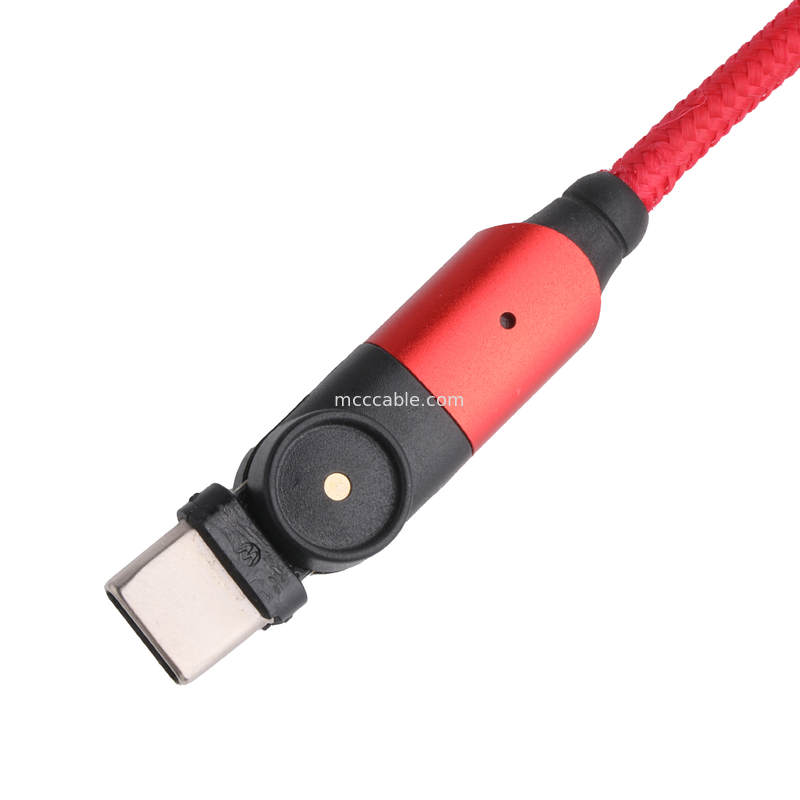 180 graus de rotação USB 3.0 Tipo A para Tipo C Cabo 1.5m de carregamento de alumínio