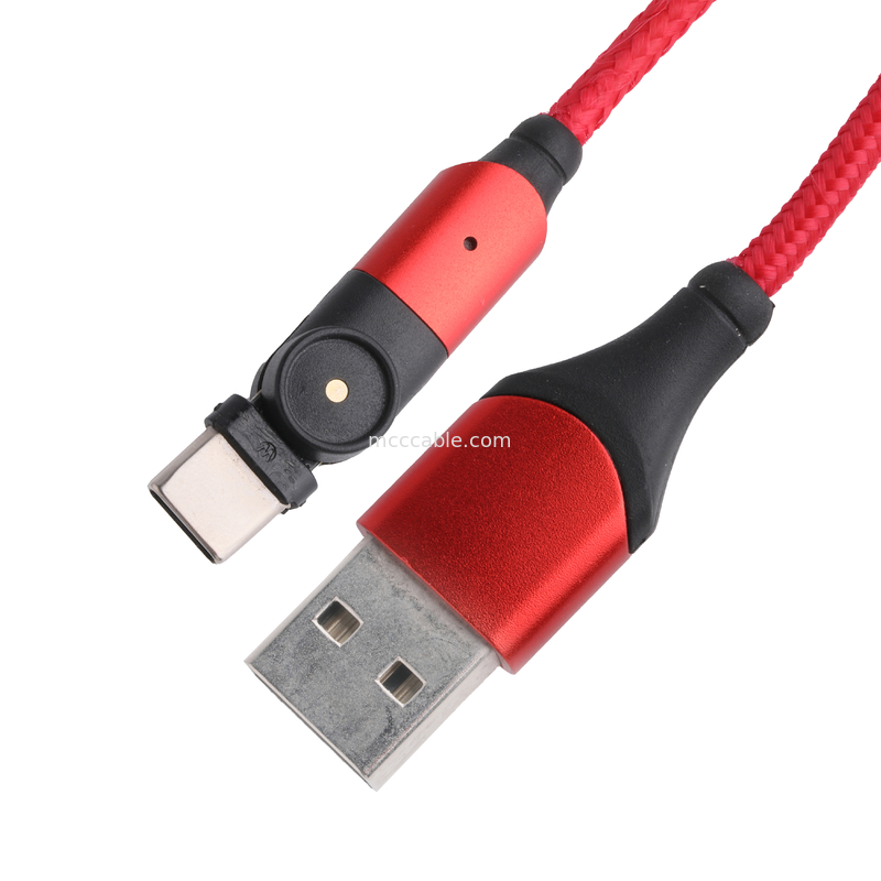 180 graus de rotação USB 3.0 Tipo A para Tipo C Cabo 1.5m de carregamento de alumínio
