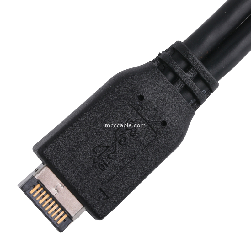 Cable de alimentação da placa-mãe do computador USB 3.1 Tipo-E macho para IDC20P macho Adaptador de cabo de cabo de extensão de 20 pines