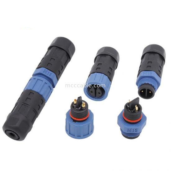 M15 Industrial 2, 3 Pin Conector Circular M15 Tipo de solda Conector de montagem impermeável IP67