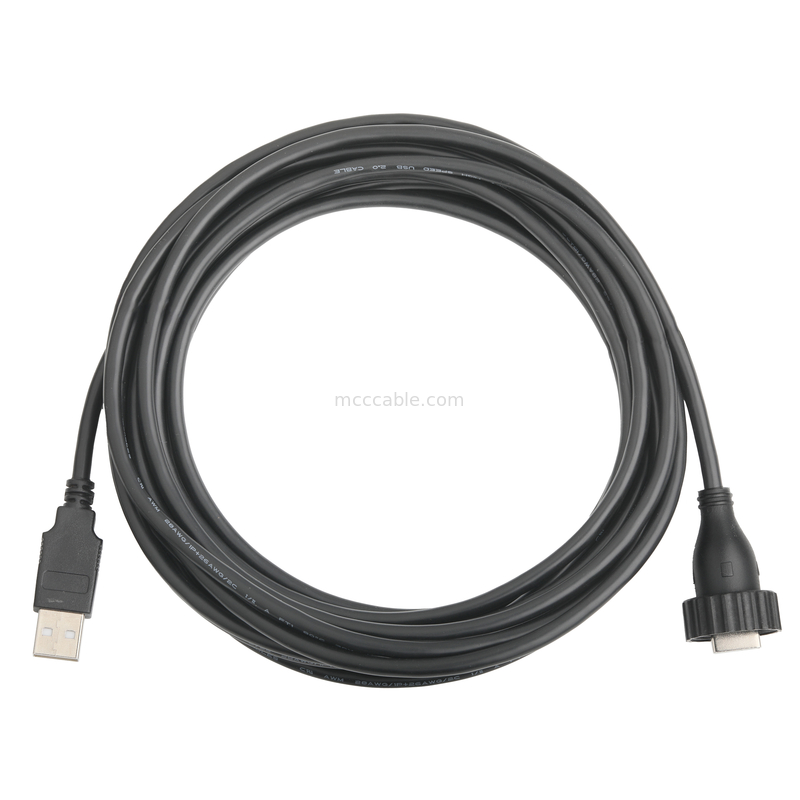 USB2.0 Tipo A macho Tipo M Interface à prova d'água para USB2.0 Cabo de conexão de dados industrial fixo Cabo para veículo