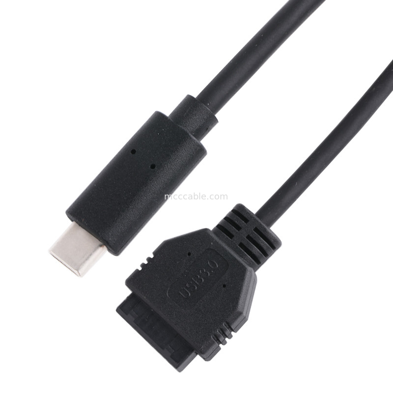 20P Feminino USB 3.0 Tipo-C para IDC Adaptador Cable Resistente interno Preto PVC fio OEM ODM