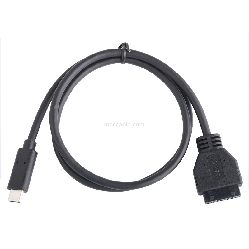 20P Feminino USB 3.0 Tipo-C para IDC Adaptador Cable Resistente interno Preto PVC fio OEM ODM