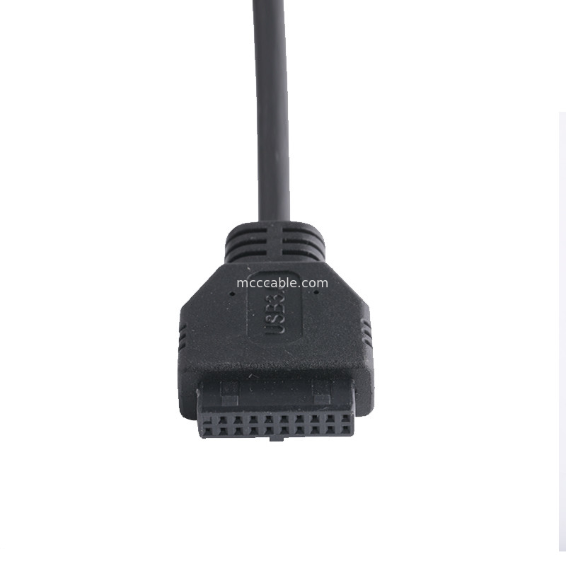 20P Feminino USB 3.0 Tipo-C para IDC Adaptador Cable Resistente interno Preto PVC fio OEM ODM