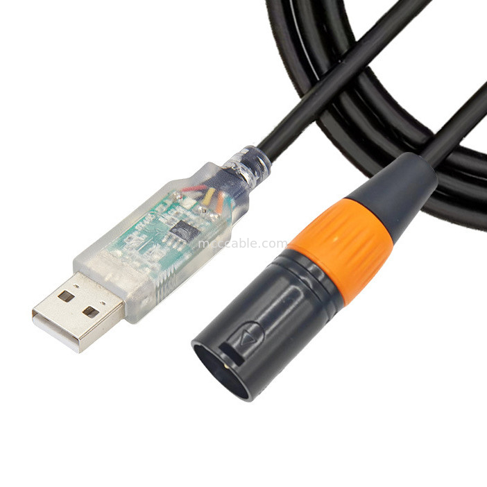 USB para DMX512 estágio tri-núcleo XLR cabo macho sinal de iluminação cabo par cabo de controlo de misturador de feixe de luz