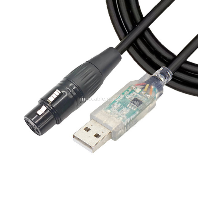 USB para DMX512 estágio tri-núcleo XLR cabo macho sinal de iluminação cabo par cabo de controlo de misturador de feixe de luz