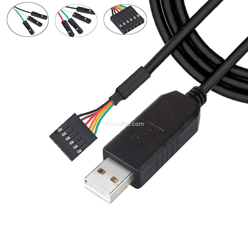 FTDI Chip USB para 6P TTL-232R-3V3 5V Level Module Serial Port Cable Ttl3.3v5v, Número de pin de alimentação personalizável