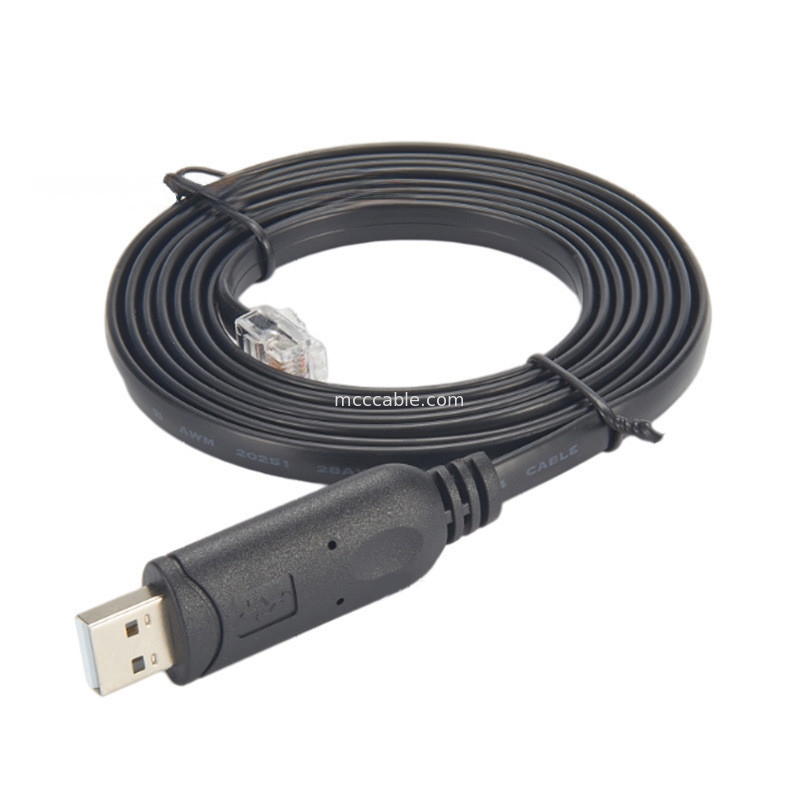 USB-A para RS232 RJ12 Cable Serial 6P6C Compatível com Linha de depuração de configuração de comunicação RS232