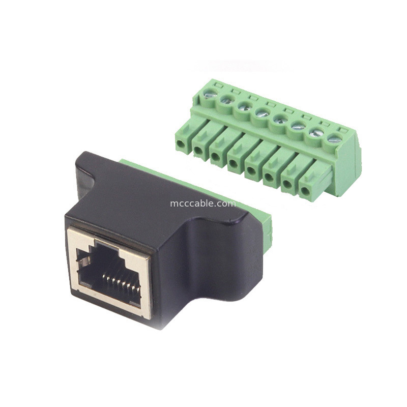 RJ45 Portão Serial para Conector de Terminal de Parafuso de 8 Pins, RJ45 8p8c para Conector de Terminal de Parafuso de 8 Pins