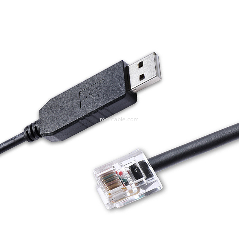 USB-A para RS232 RJ12 Cable Serial 6P6C Compatível com Linha de depuração de configuração de comunicação RS232