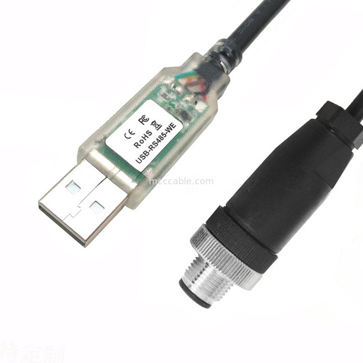 Conector à prova d'água USB-A para RS485-M12 M8 para máquinas-ferramentas CNC