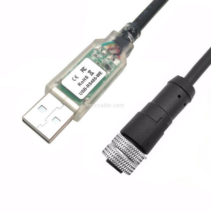 Conector à prova d'água USB-A para RS485-M12 M8 para máquinas-ferramentas CNC