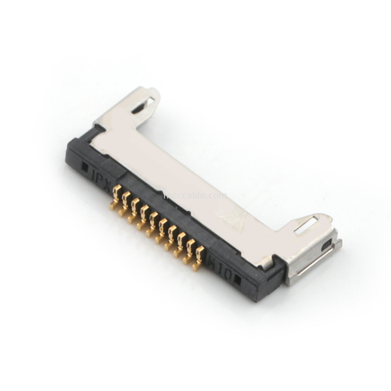 Conjunto de cabo micro coaxial Lvds de 10 pinos 20345-010T-32R Conector microcoaxial tipo acoplamento horizontal de 0,4 mm