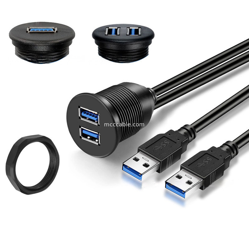 Armadilha personalizada USB3.0 calbe Cable de painel de instrumentos de carro cabeça redonda USB3.0 cabo de extensão macho a fêmea cabo à prova d'água