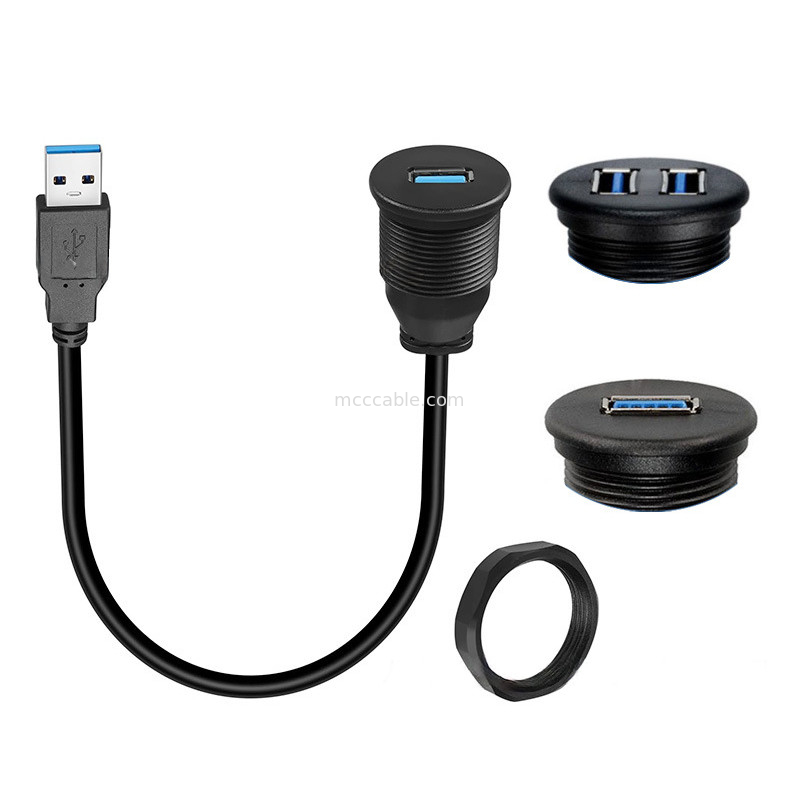 Armadilha personalizada USB3.0 calbe Cable de painel de instrumentos de carro cabeça redonda USB3.0 cabo de extensão macho a fêmea cabo à prova d'água