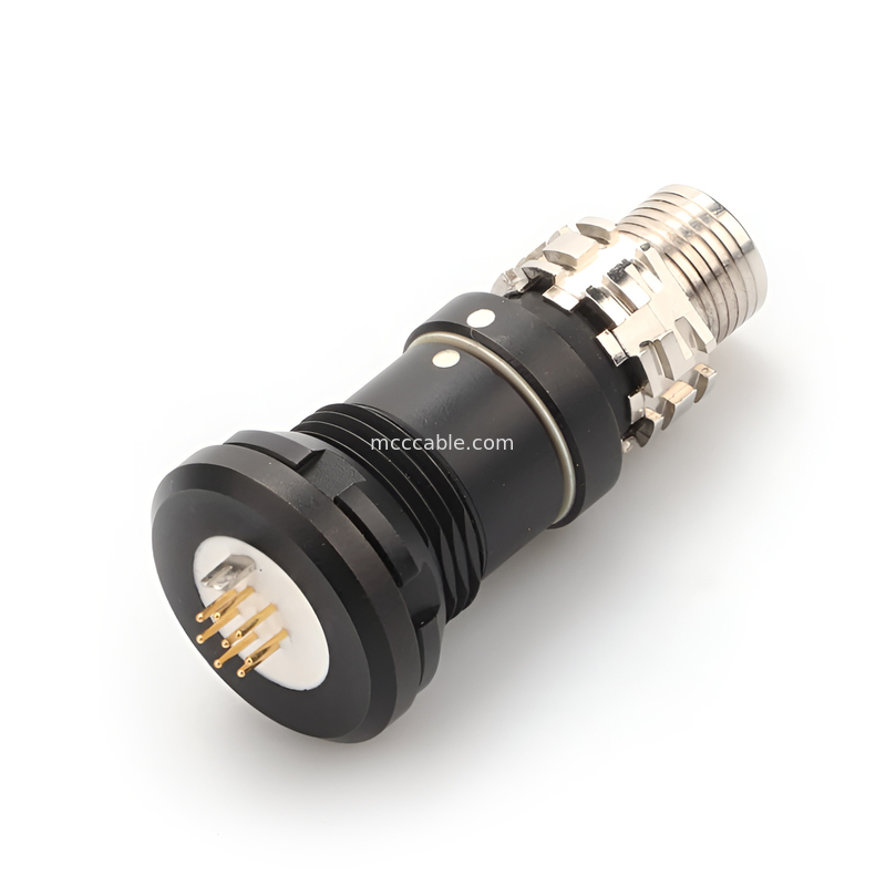 Conector circular à prova d'água industrial Conector militar feminino da série X 8P - Transmissão de dados de alta velocidade