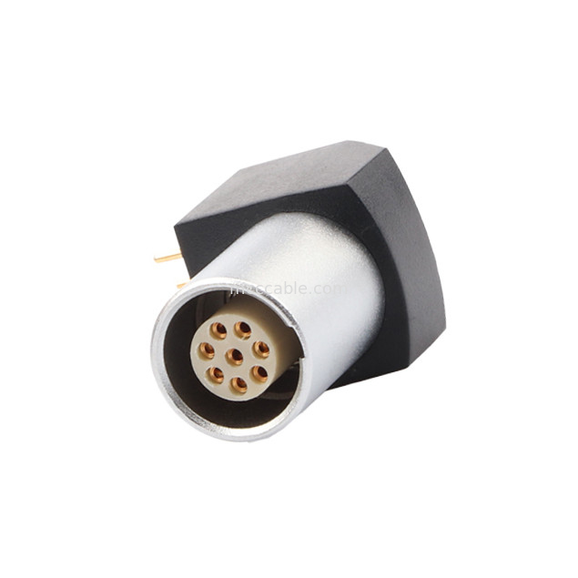 Conector Circular Interior Série B Z11 8Pin Soldagem de Enraizamento Angular Socket Fixa 90° Socket Angular para placa de circuito
