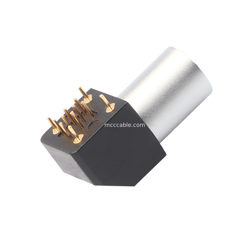 Conector Circular Interior Série B Z11 8Pin Soldagem de Enraizamento Angular Socket Fixa 90° Socket Angular para placa de circuito