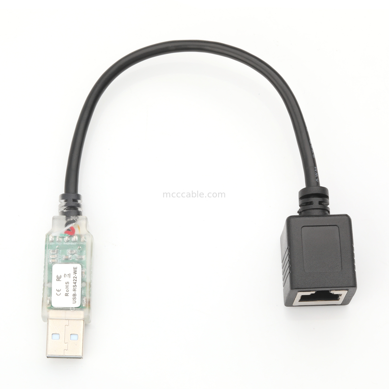 Adaptadores de cabo personalizados industriais USB-A RJ422 para Portos de rede RS232 Cabo de depuração de engenharia de rede