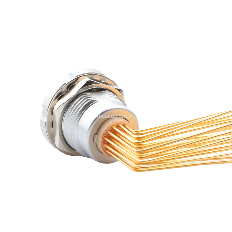 Conector circular à prova d'água Z2 26Pin Double Nut 90° Ângulo Pin Core interno e externo