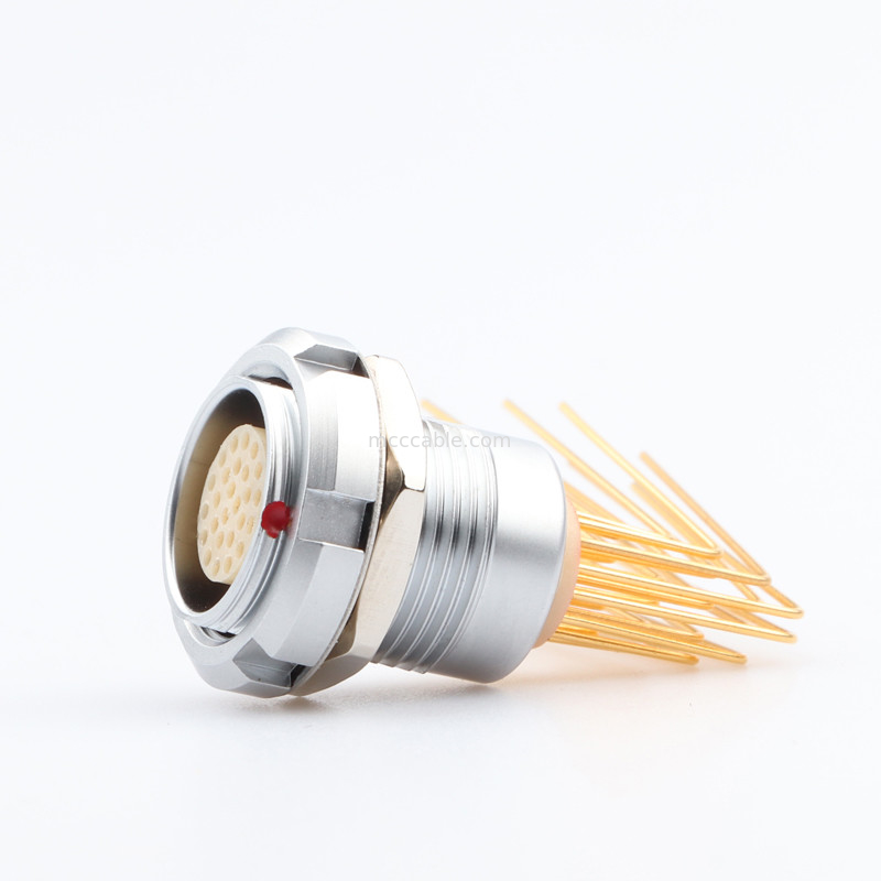 Conector circular à prova d'água Z2 26Pin Double Nut 90° Ângulo Pin Core interno e externo