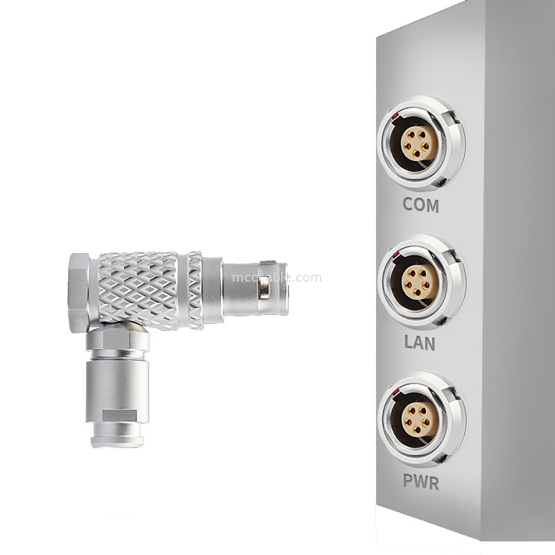 Conector de controlo industrial série B T3 5Pin 90° ângulo reto Conector circular