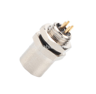 M5 Código-A Conector feminino 4Pin Panel Flange Socket PCB IP67 Interface circular Tipo A