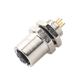 M5 Código-A Conector feminino 4Pin Panel Flange Socket PCB IP67 Interface circular Tipo A