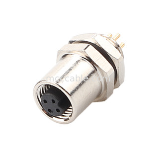 M5 Código-A Conector feminino 4Pin Panel Flange Socket PCB IP67 Interface circular Tipo A