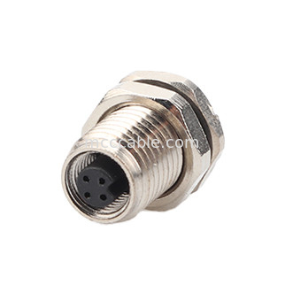 Conector industrial circular à prova d'água M5 Código-A 4Pin Panel Flange PCB Female Socket IP67