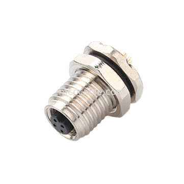 Conector industrial circular à prova d'água M5 Código-A 4Pin Panel Flange PCB Female Socket IP67