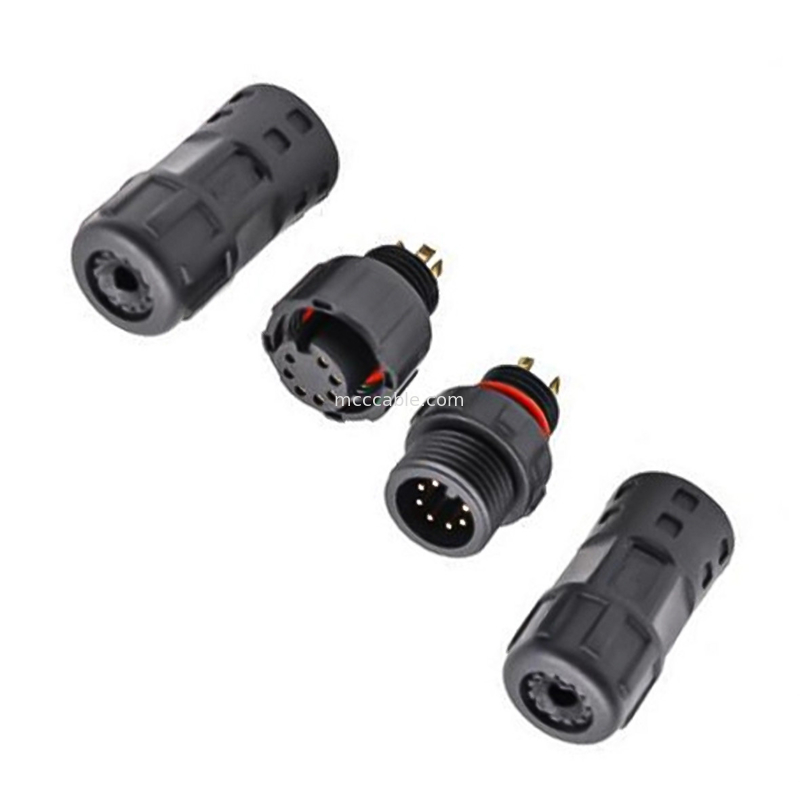 Conector circular de 8 pinos impermeável de qualidade industrial M12 Conector de exibição de lvds de cabo moldado feminino
