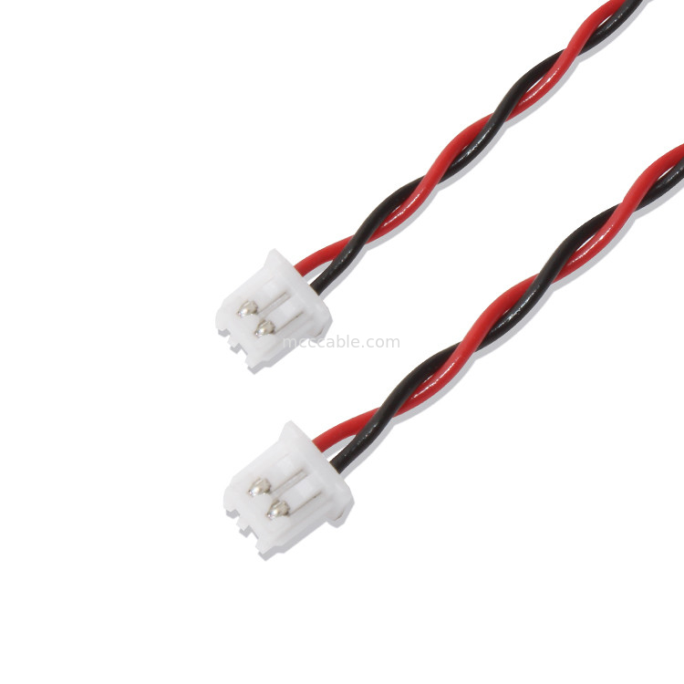 O cabo 22AWG UL1007 2P vermelho preto do conector do chicote de fios XHP-2 do fio de JST colou o cabo