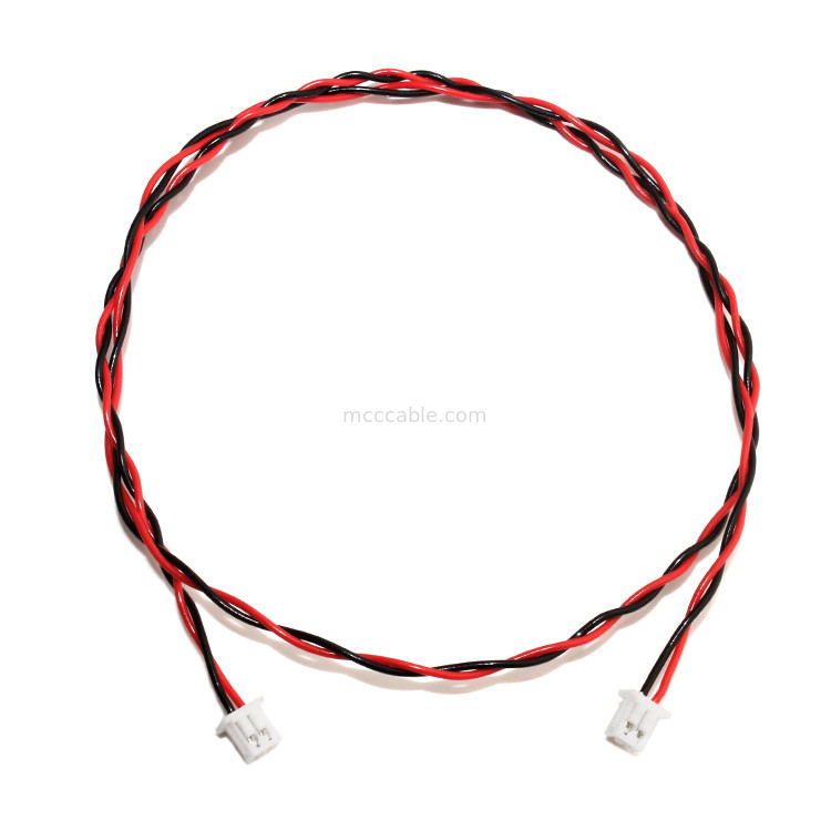 O cabo 22AWG UL1007 2P vermelho preto do conector do chicote de fios XHP-2 do fio de JST colou o cabo