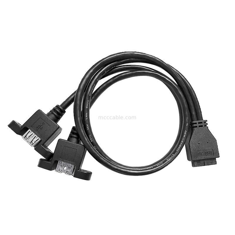 Montagem do painel de USB 3,0 um x2 ao chicote de fios de 20 Pin Header Motherboard Custom Wire