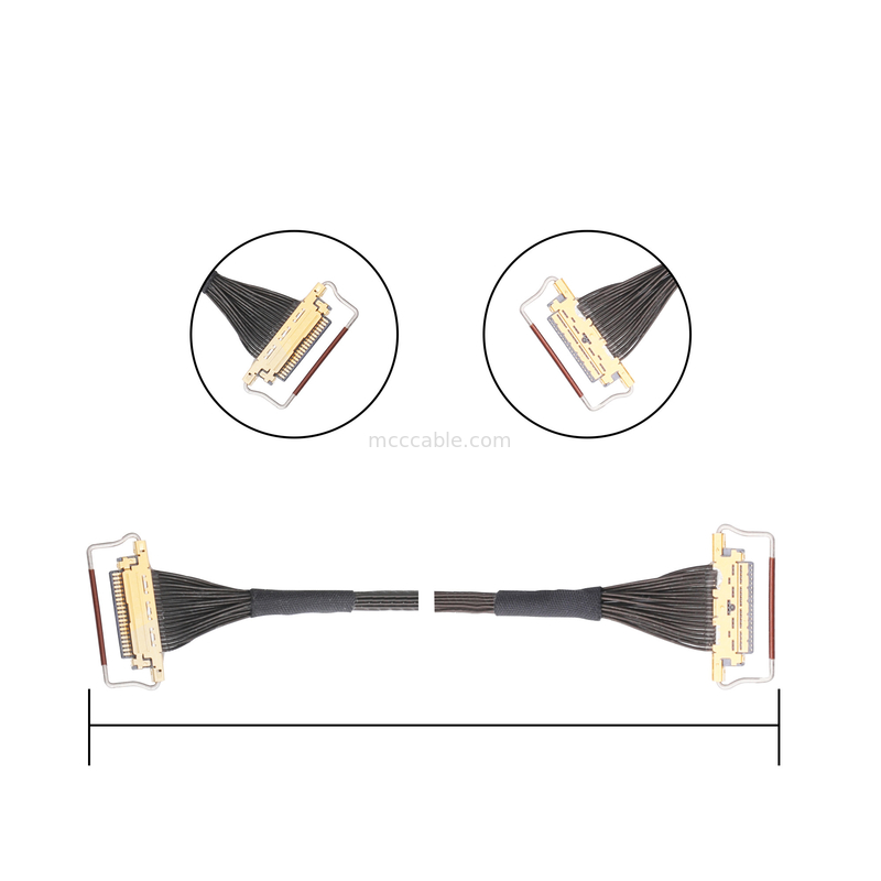 Tipo de acoplamento horizontal conector micro-coaxial do passo 20453-220t-03 do conjunto de cabo 0.5mm do Oem Lvds