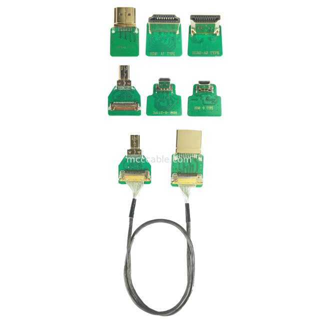 Adaptadores de conectores MIPI OEM ODM Adaptador de cabo HDMI Micro cabeça reta HDMI-D-180° Para 20454-220-02 20455 20453