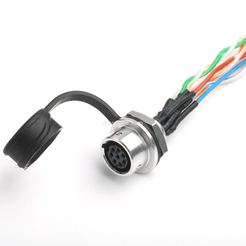 IP67 Conector circular de 8 pinos à prova d'água SA812/S8S com cabo CAT5e para sistemas de câmaras